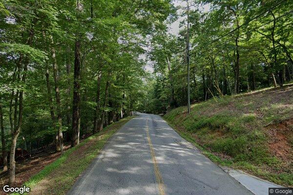 Paved road access leading to the 0.39-acre wooded property in Ellijay, Georgia.